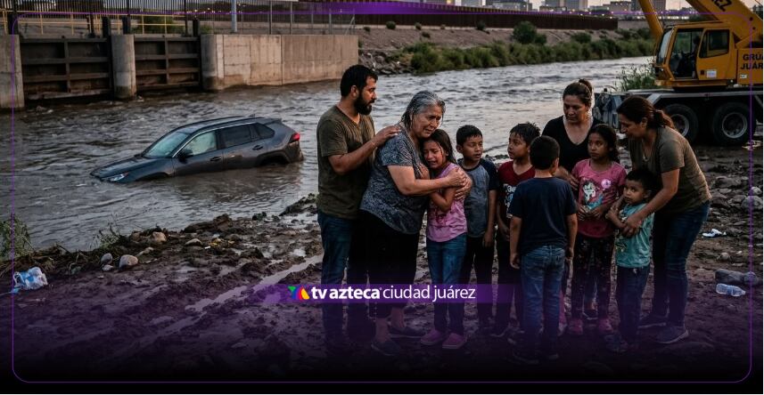 Familia vive minutos de terror al quedar al borde del Río Bravo durante la tormenta en Juárez