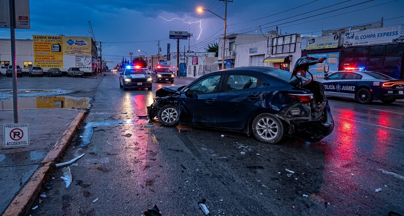 ¡SE PASÓ DOS SEMÁFOROS! Así fue el aparatoso choque que provocó un conductor en Ciudad Juárez