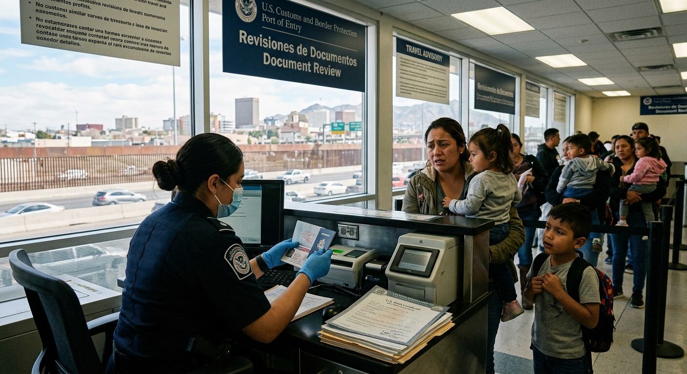 ¡LES QUITAN LA VISA EN LA FRONTERA! Juarenses con hijos nacidos en EU enfrentan nuevas revisiones