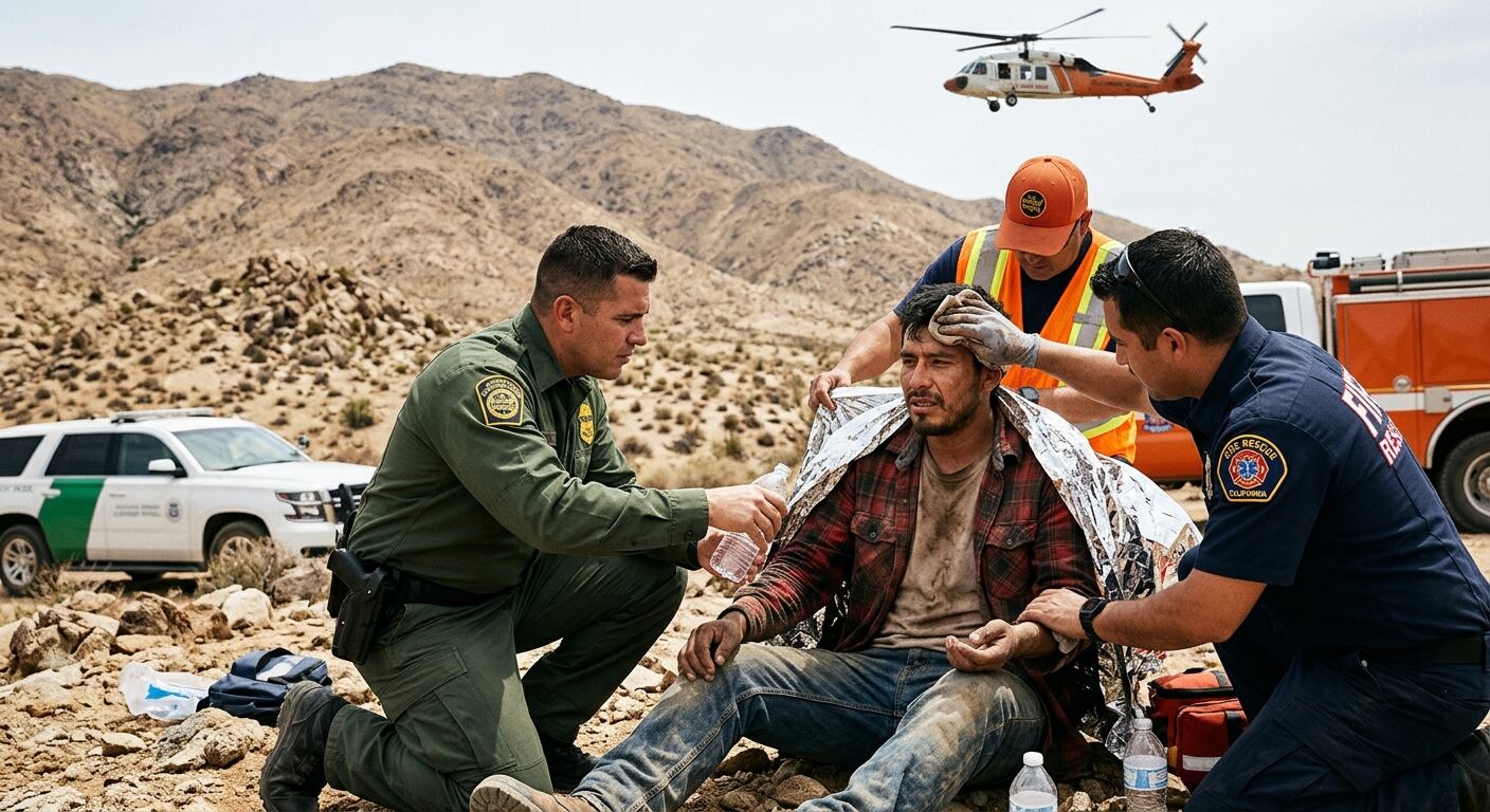 ¡DESSHIDRATADO Y PERDIDO! Así quedó un mexicano en la zona desértica de California